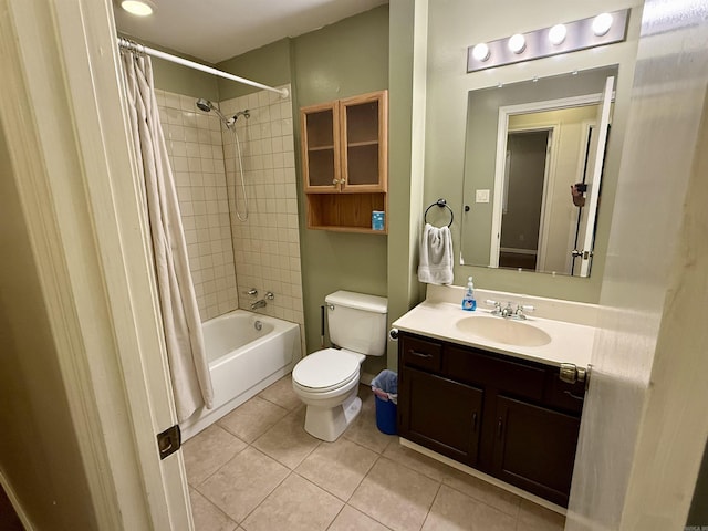 9925 Dublin Dr, Shannon Hills, AR 72103 - bathroom featuring tile patterned flooring, toilet, shower / bath combination with curtain, and vanity