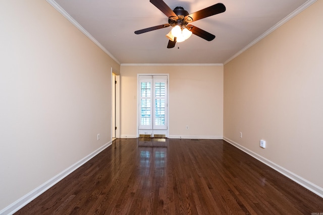 99 Kingsbridge Way, Little Rock, AR 72212 - unfurnished room featuring dark wood finished floors, ornamental molding, baseboards, and ceiling fan