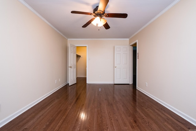 99 Kingsbridge Way, Little Rock, AR 72212 - unfurnished room featuring a ceiling fan, dark wood finished floors, crown molding, and baseboards