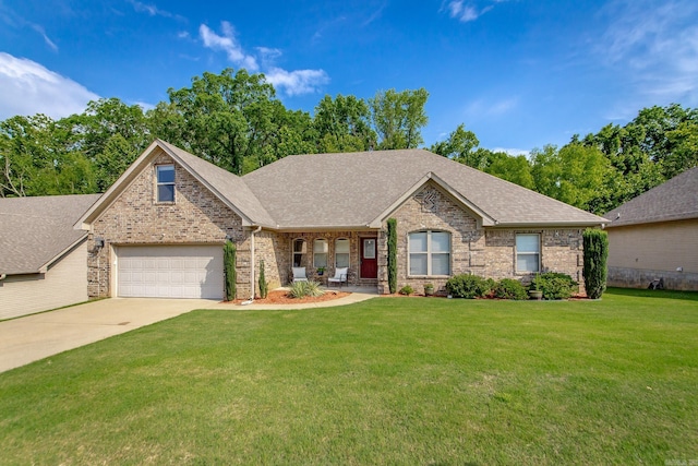 3305 Garden Club Dr, Bryant, AR 72022 - view of front facade featuring a front lawn, brick siding, roof with shingles, and driveway