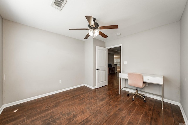 3305 Garden Club Dr, Bryant, AR 72022 - office area with wood-type flooring, a ceiling fan, and baseboards