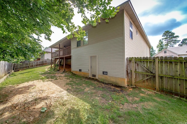 3305 Garden Club Dr, Bryant, AR 72022 - back of property featuring crawl space, stairs, a gate, and a wooden deck