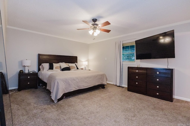 1257 Kimwood Dr, Benton, AR 72019 - carpeted bedroom featuring ornamental molding, ceiling fan, and baseboards