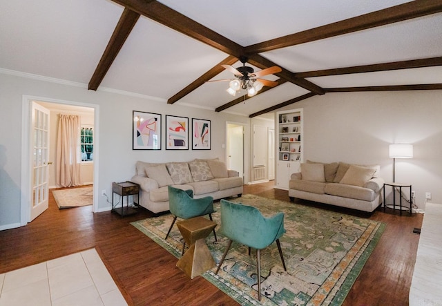 1257 Kimwood Dr, Benton, AR 72019 - living room with a ceiling fan, wood finished floors, and baseboards