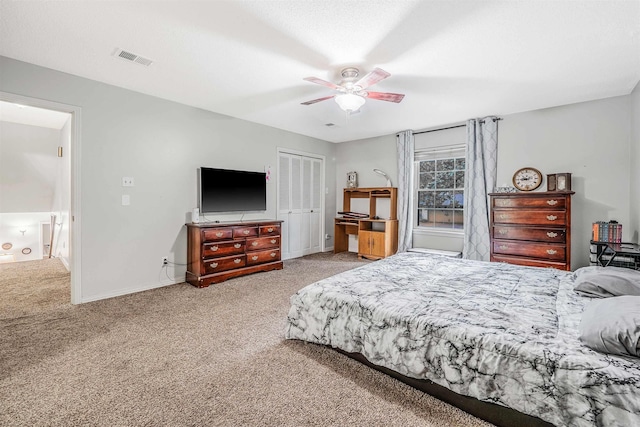 7713 Flintrock Rd, North Little Rock, AR 72116 - bedroom featuring carpet floors, a closet, baseboards, and ceiling fan