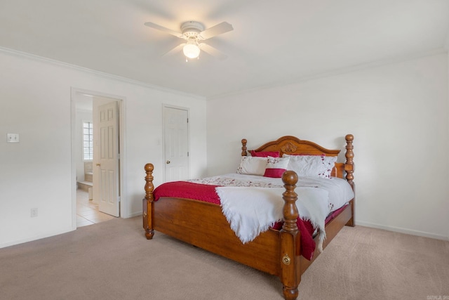 5 Briarstone Dr, Sherwood, AR 72120 - bedroom with carpet, ornamental molding, baseboards, and a ceiling fan