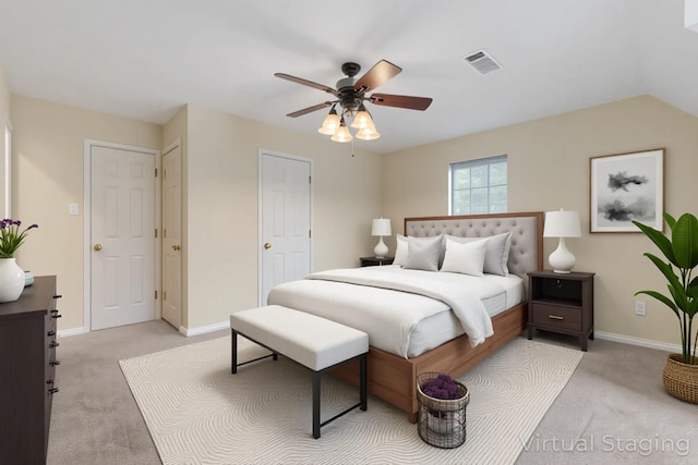 5 Briarstone Dr, Sherwood, AR 72120 - bedroom featuring light colored carpet, baseboards, and a ceiling fan