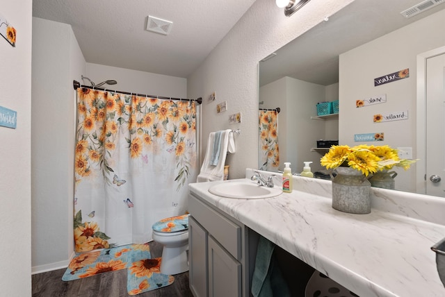 35 Summer Breeze Rd, Conway, AR 72032 - full bathroom with toilet, vanity, wood finished floors, and a shower with shower curtain