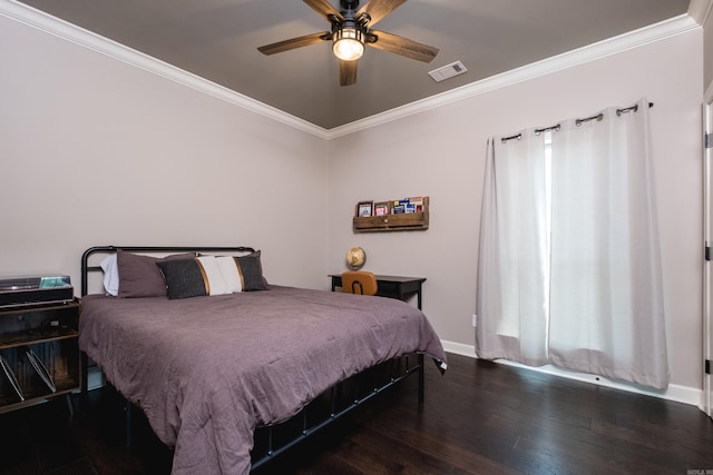 14 Cypress Valley Ct, Maumelle, AR 72113 - bedroom with ornamental molding, wood finished floors, baseboards, and ceiling fan