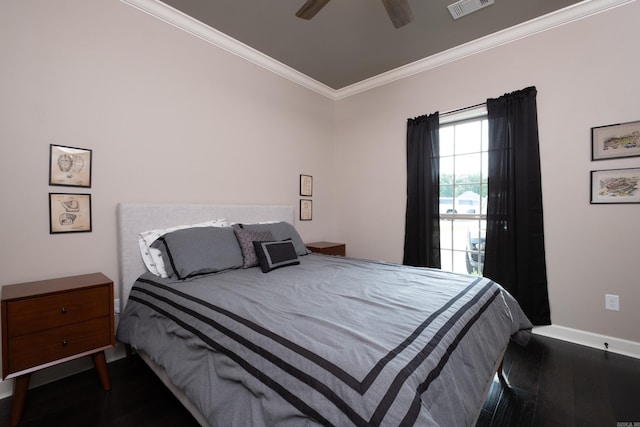 14 Cypress Valley Ct, Maumelle, AR 72113 - bedroom with wood finished floors, ornamental molding, baseboards, and ceiling fan