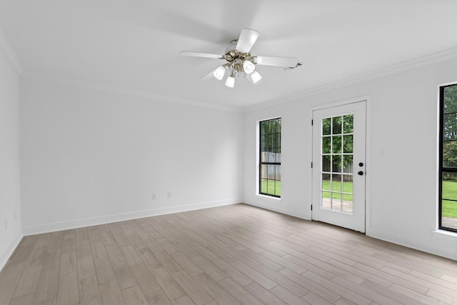 1208 Hilltop Rd, Alexander, AR 72022 - spare room with crown molding, a ceiling fan, wood finished floors, and baseboards