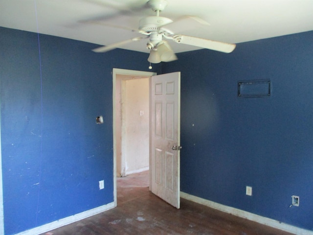 1001 Park St, North Little Rock, AR 72114 - empty room featuring baseboards, a ceiling fan, and wood finished floors