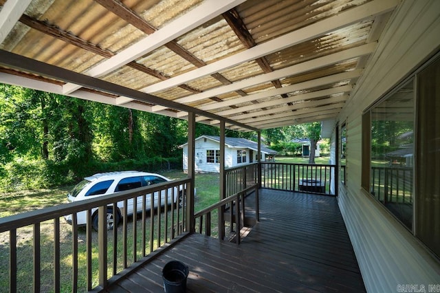 208 King Rd, Benton, AR 72019 - wooden deck featuring an outdoor structure and a yard