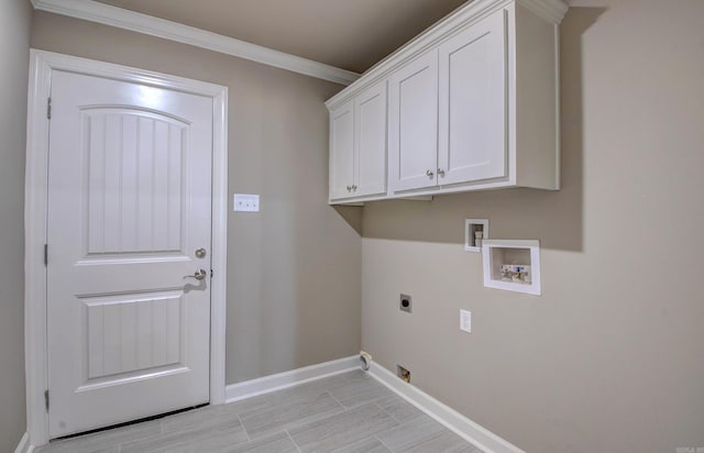 69 Lucia Ln, Maumelle, AR 72113 - washroom featuring electric dryer hookup, washer hookup, cabinet space, baseboards, and crown molding
