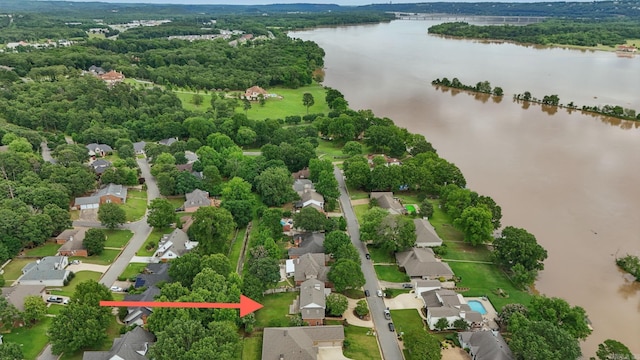11 Crystal Mountain Ln, Maumelle, AR 72113 - aerial perspective of suburban area with a large body of water