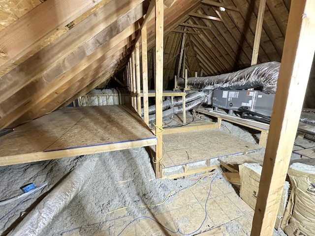 view of unfinished attic