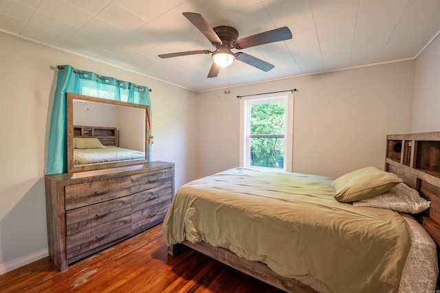 10111 Kling Rd, Mabelvale, AR 72103 - bedroom featuring wood-type flooring, ornamental molding, and ceiling fan