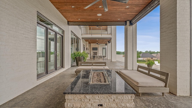 3307 Pruetts Chapel Rd, Paragould, AR 72450 - view of patio featuring ceiling fan, french doors, and a balcony