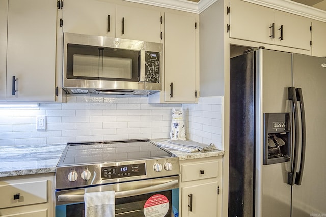 30 Segovia Dr, Hot Springs Village, AR 71909 - kitchen with appliances with stainless steel finishes, tasteful backsplash, and crown molding