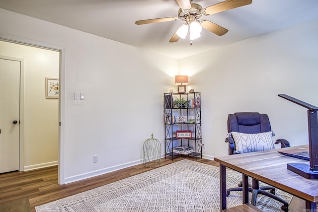 30 Segovia Dr, Hot Springs Village, AR 71909 - office featuring wood finished floors, baseboards, and ceiling fan