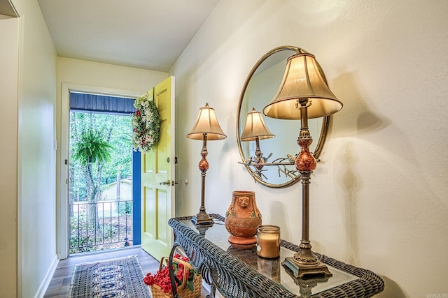 30 Segovia Dr, Hot Springs Village, AR 71909 - doorway to outside with wood finished floors and baseboards