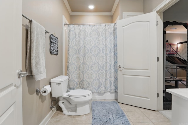 53 Maisons, Little Rock, AR 72223 - full bath with ornamental molding, tile patterned floors, toilet, baseboards, and shower / bath combo