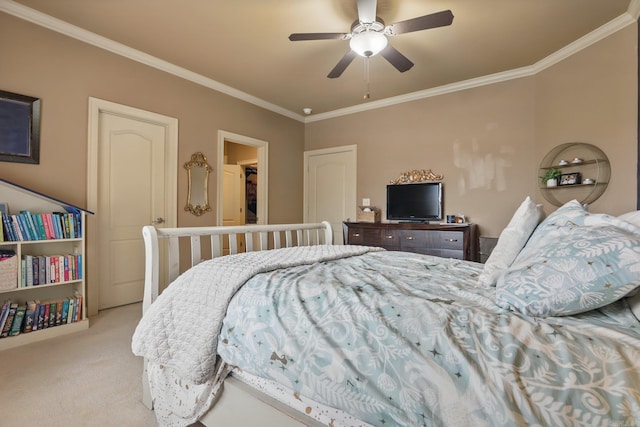 53 Maisons, Little Rock, AR 72223 - carpeted bedroom featuring crown molding and a ceiling fan