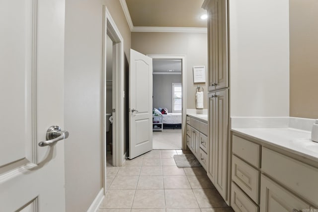 53 Maisons, Little Rock, AR 72223 - bathroom featuring crown molding, tile patterned floors, vanity, ensuite bathroom, and toilet