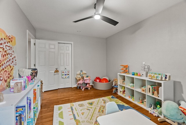 14 Cambay Ct, Little Rock, AR 72211 - rec room with a ceiling fan and wood finished floors