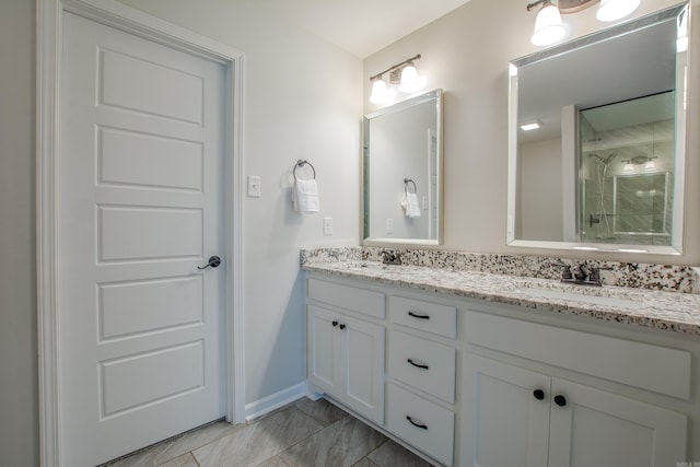5045 Maple Leaf Dr, Benton, AR 72019 - full bath with double vanity, a tile shower, and marble look tiles