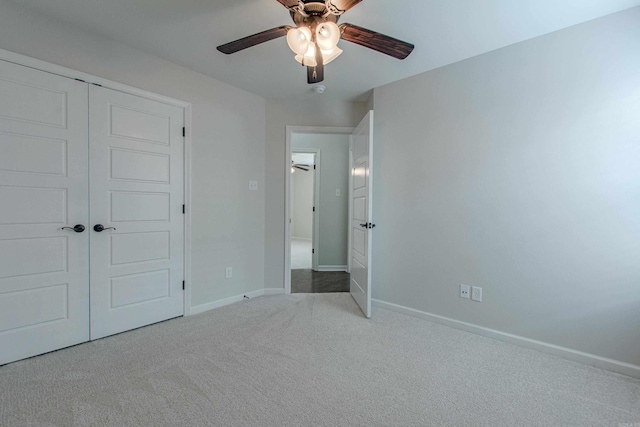 5045 Maple Leaf Dr, Benton, AR 72019 - unfurnished bedroom featuring carpet floors, baseboards, a closet, and a ceiling fan