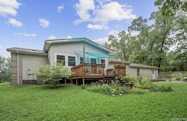 208 Independence Dr, Hot Springs, AR 71913 - back of house featuring a deck, a lawn, and central air condition unit
