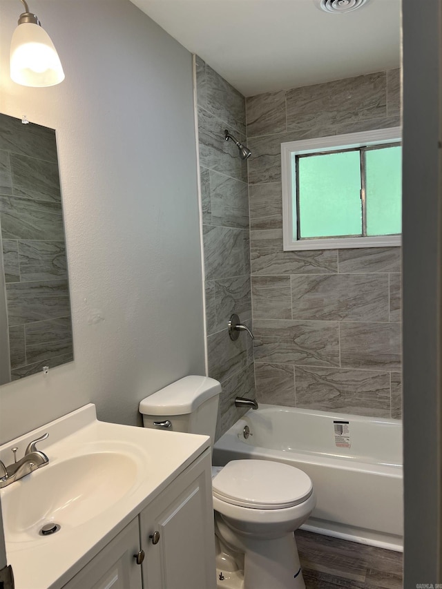 20 Glendale Dr, Little Rock, AR 72209 - bathroom with vanity, toilet, bathing tub / shower combination, and wood finished floors