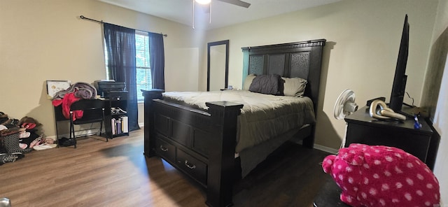 203 Creekwood Dr, Jacksonville, AR 72076 - bedroom featuring wood finished floors, baseboards, and a ceiling fan