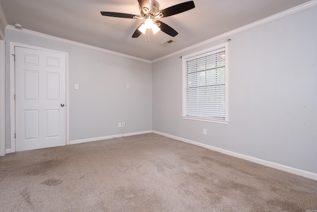 708 N Taylor St, Little Rock, AR 72205 - empty room featuring ornamental molding, carpet flooring, ceiling fan, baseboards, and a smoke detector