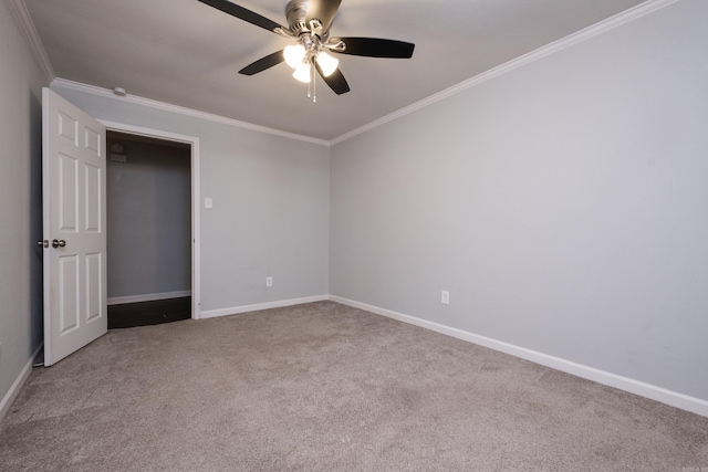 708 N Taylor St, Little Rock, AR 72205 - spare room with carpet floors, ornamental molding, baseboards, and ceiling fan
