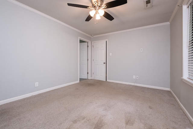 708 N Taylor St, Little Rock, AR 72205 - carpeted empty room with crown molding, ceiling fan, and baseboards