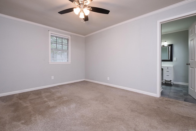 708 N Taylor St, Little Rock, AR 72205 - empty room featuring carpet, ornamental molding, ceiling fan, and baseboards