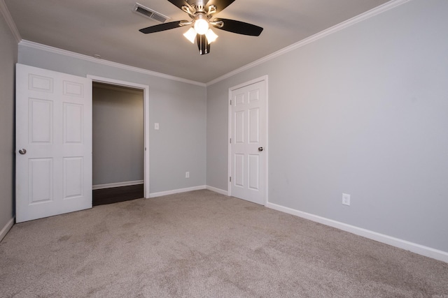 708 N Taylor St, Little Rock, AR 72205 - unfurnished bedroom featuring crown molding, carpet, baseboards, and a ceiling fan
