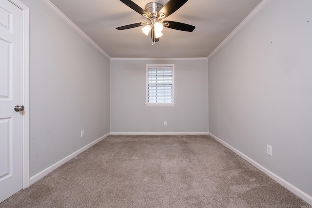 708 N Taylor St, Little Rock, AR 72205 - carpeted empty room featuring ornamental molding, baseboards, and a ceiling fan