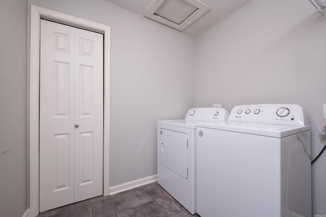 708 N Taylor St, Little Rock, AR 72205 - laundry room with independent washer and dryer, baseboards, and attic access