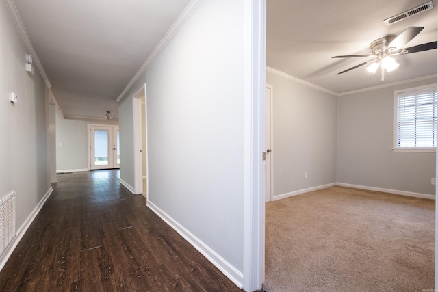 708 N Taylor St, Little Rock, AR 72205 - hallway with ornamental molding, baseboards, and wood finished floors