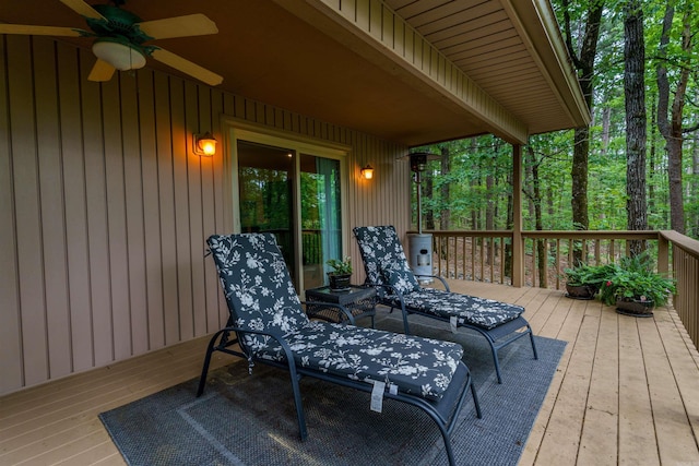 deck featuring a ceiling fan