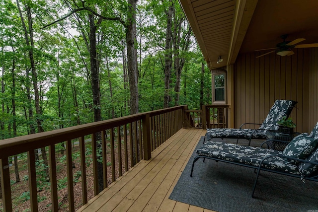 deck featuring a ceiling fan