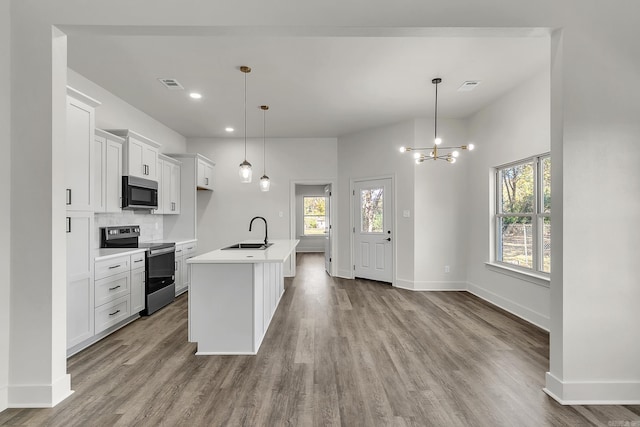 412 N 3rd St, Cabot, AR 72023 - kitchen featuring appliances with stainless steel finishes, a sink, healthy amount of natural light, wood finished floors, and recessed lighting