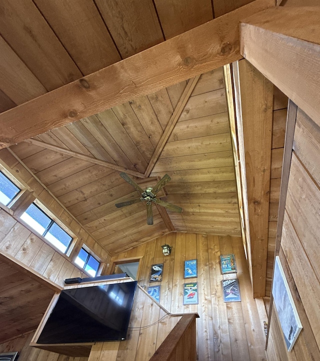 4579 Bayou Access Rd, Mammoth Spring, AR 72554 - detailed view of wooden ceiling, wooden walls, and a ceiling fan