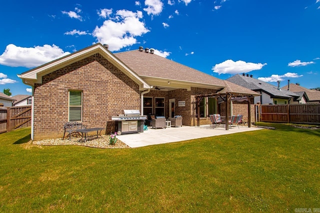 1449 Woolridge Dr, Benton, AR 72019 - rear view of house featuring brick siding, a patio, a shingled roof, and a pergola