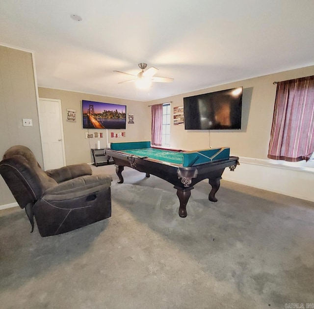 9 Apple Tree Cir, Little Rock, AR 72210 - rec room with billiards, carpet, and a ceiling fan