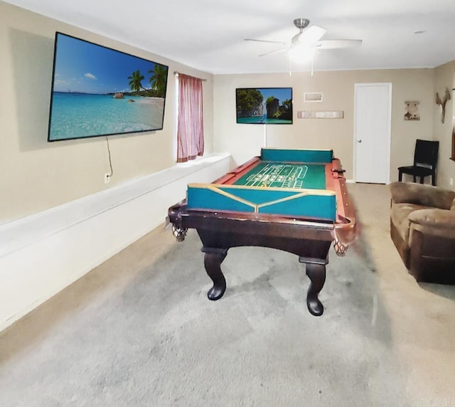 9 Apple Tree Cir, Little Rock, AR 72210 - game room with billiards, carpet flooring, and a ceiling fan