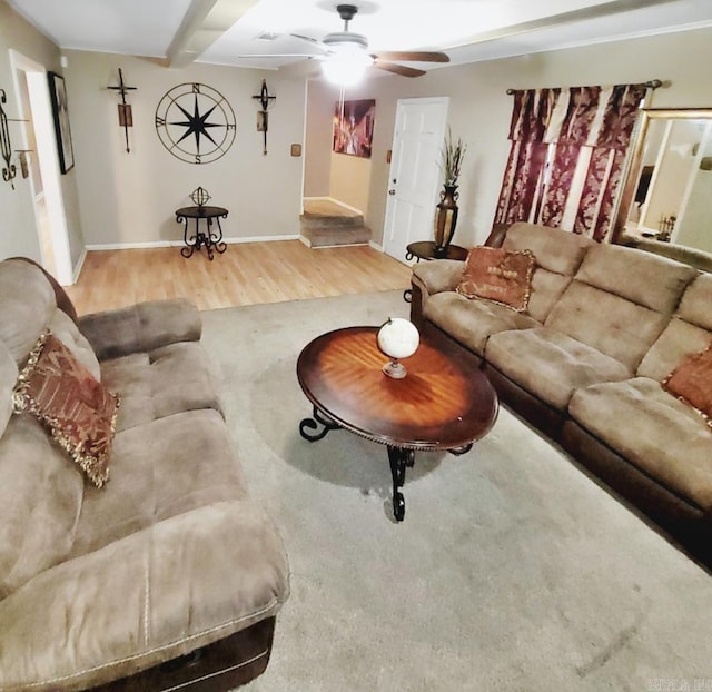 9 Apple Tree Cir, Little Rock, AR 72210 - living room featuring wood finished floors, a ceiling fan, and baseboards